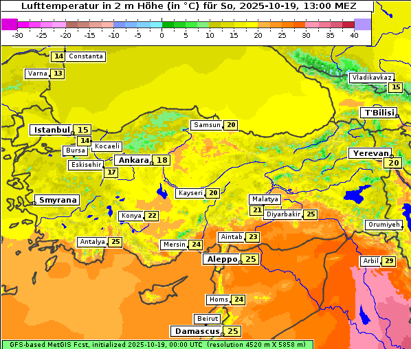 Temperatur, 19. 10. 2025