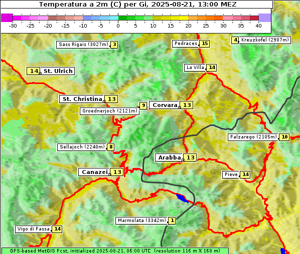 Temperatur, 21. 8. 2025
