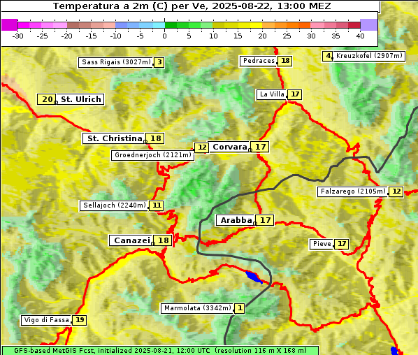 Temperatur, 22. 8. 2025