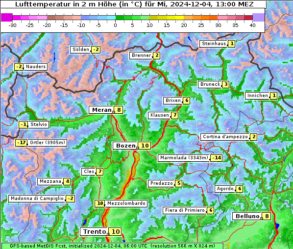 Temperatur, 4. 12. 2024