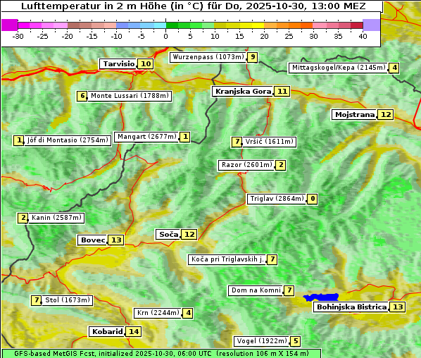 Temperatur, 30. 10. 2025