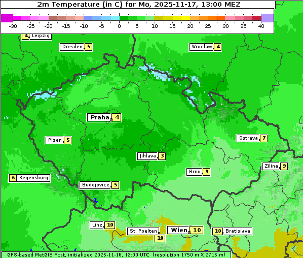 Temperatur, 17. 11. 2025