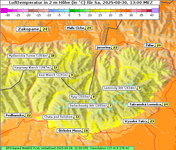 Temperatur, 30. 8. 2025
