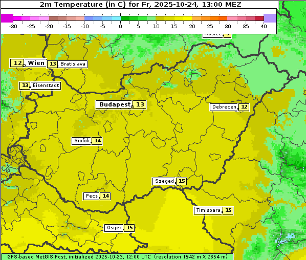 Temperatur, 24. 10. 2025