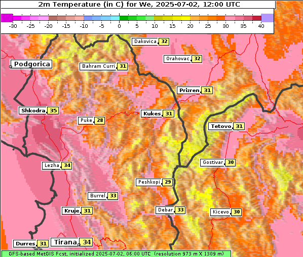 Temperatur, 2. 7. 2025