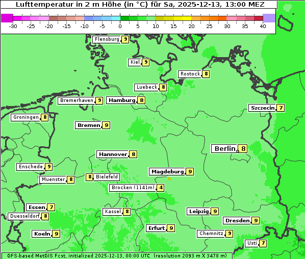 Temperatur, 13. 12. 2025