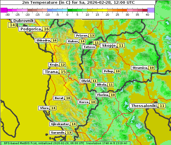 Temperatur, 28. 2. 2026