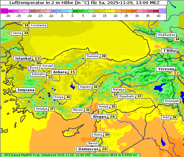 Temperatur, 29. 11. 2025
