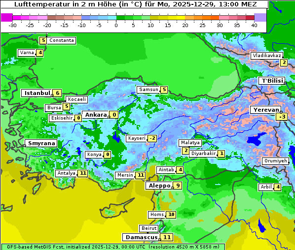 Temperatur, 29. 12. 2025