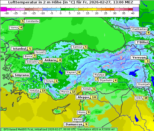 Temperatur, 27. 2. 2026