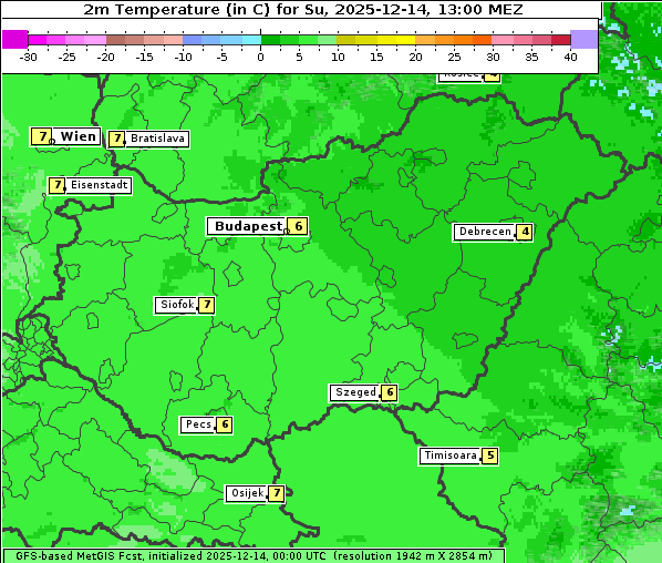 Temperatur, 14. 12. 2025