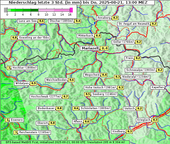 Niederschlag, 21. 8. 2025