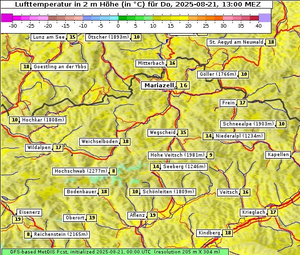 Temperatur, 21. 8. 2025
