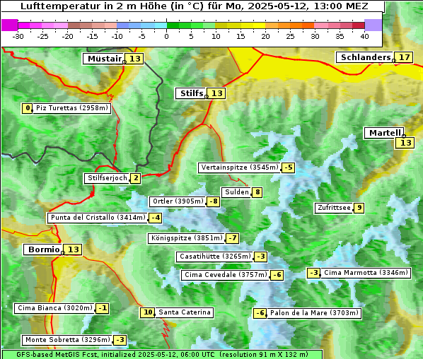 Temperatur, 12. 5. 2025