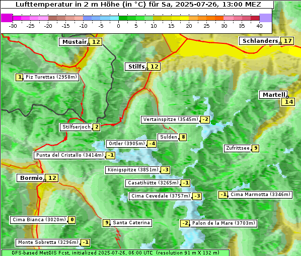 Temperatur, 26. 7. 2025