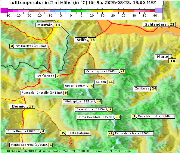 Temperatur, 23. 8. 2025