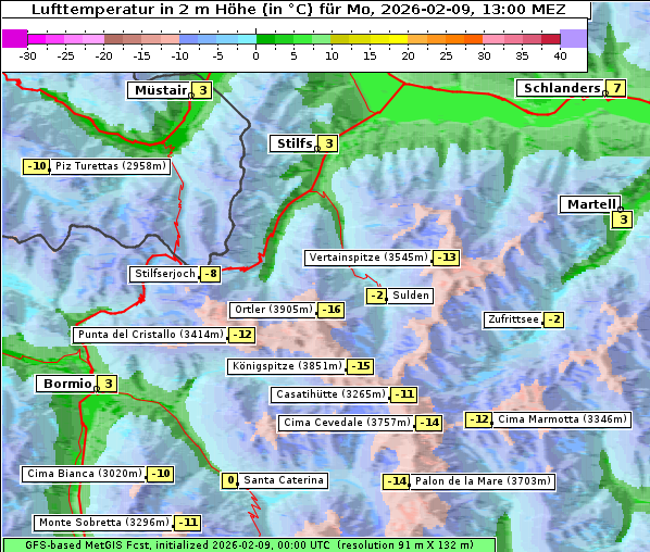 Temperatur, 9. 2. 2026