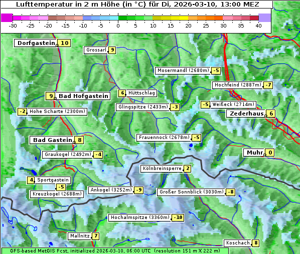 Temperatur, 10. 3. 2026