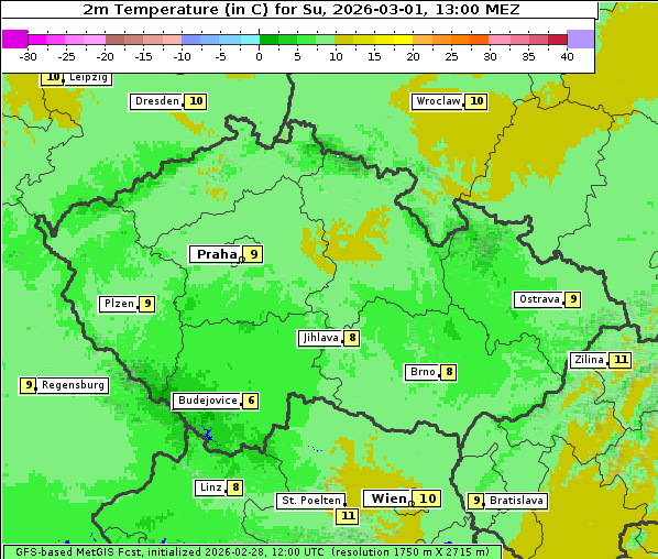 Temperatur, 1. 3. 2026