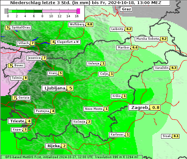 Niederschlag, 18. 10. 2024