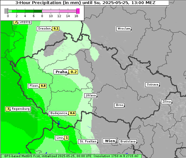 Niederschlag, 25. 5. 2025