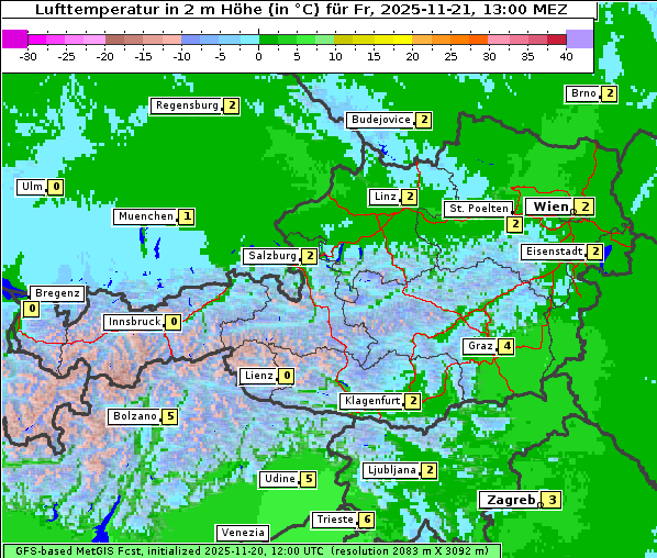 Temperatur, 21. 11. 2025