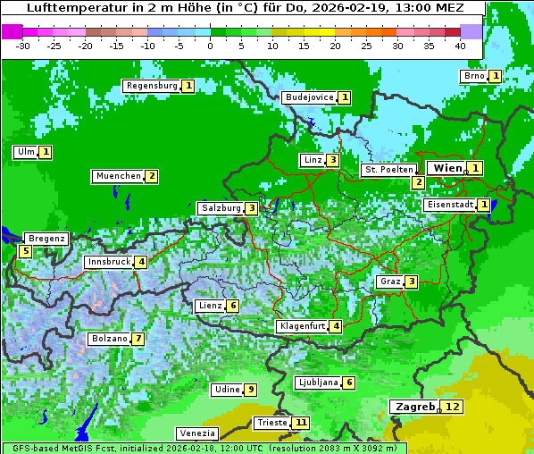 Temperatur, 19. 2. 2026