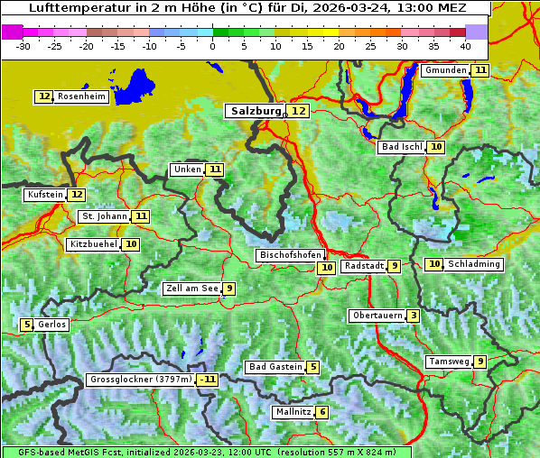 Temperatur, 24. 3. 2026
