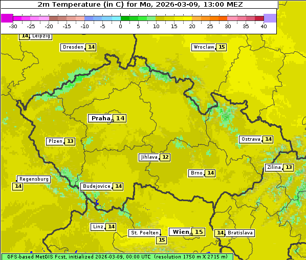 Temperatur, 9. 3. 2026