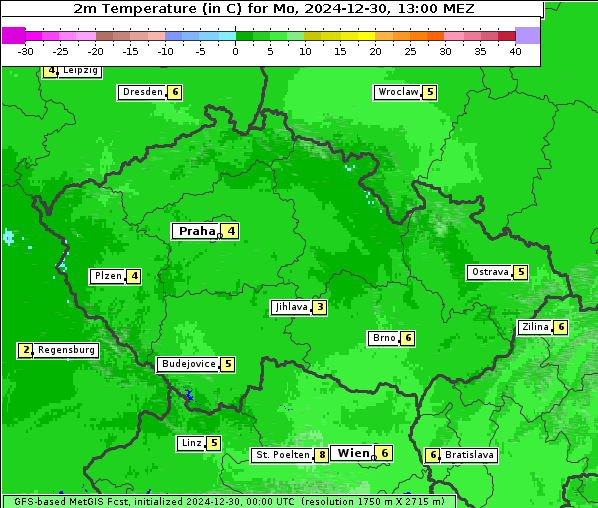 Temperatur, 30. 12. 2024