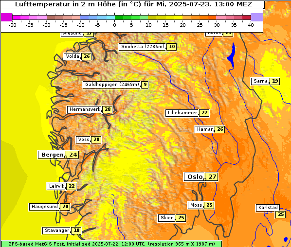 Temperatur, 23. 7. 2025