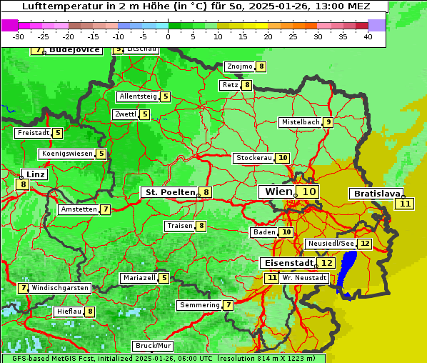 Temperatur, 26. 1. 2025