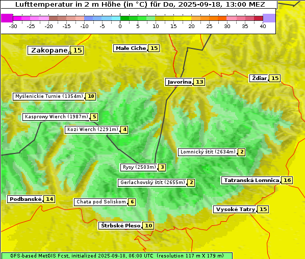 Temperatur, 18. 9. 2025