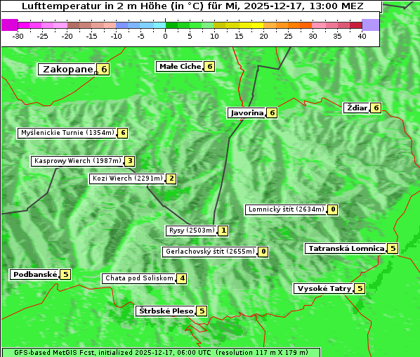 Temperatur, 17. 12. 2025