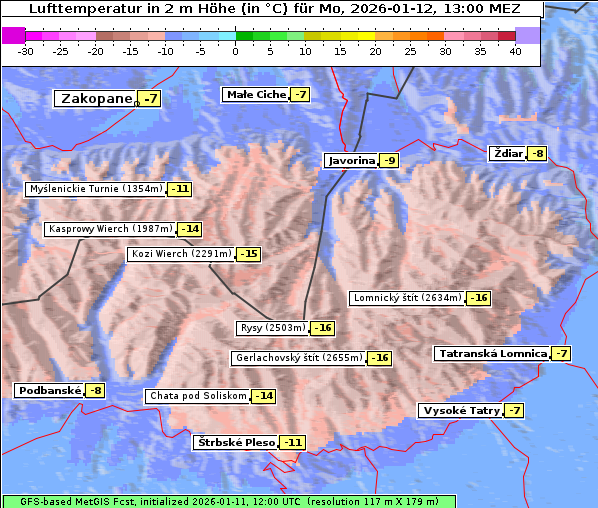Temperatur, 12. 1. 2026