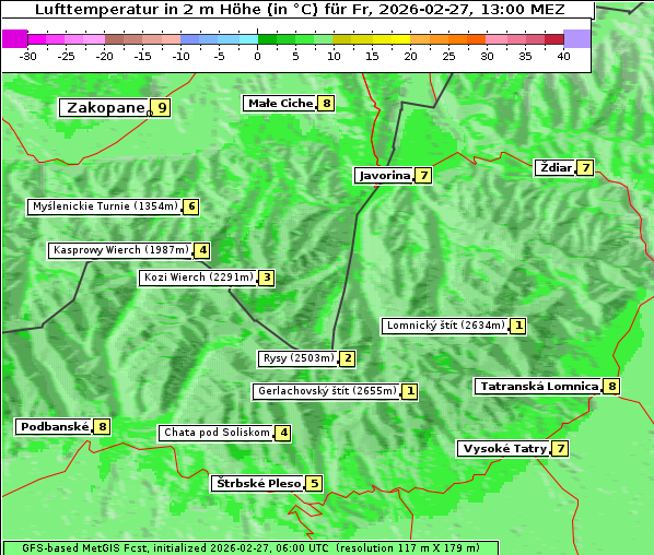 Temperatur, 27. 2. 2026