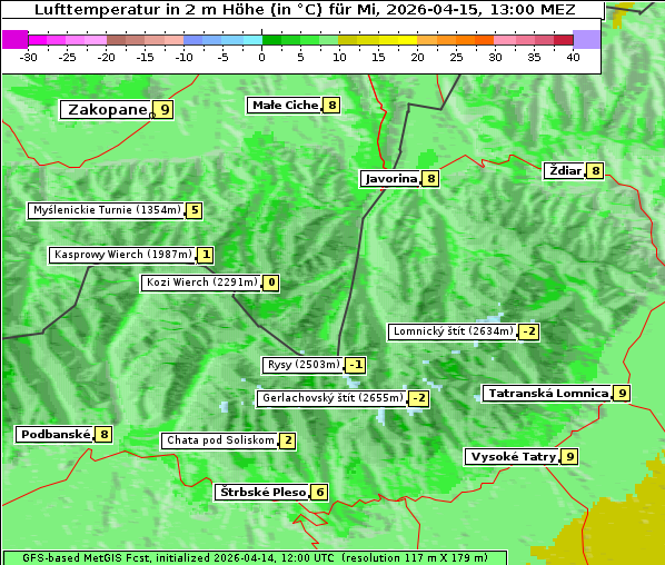 Temperatur, 15. 4. 2026