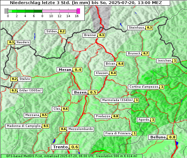 Niederschlag, 20. 7. 2025