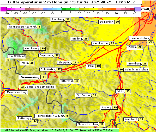 Temperatur, 23. 8. 2025