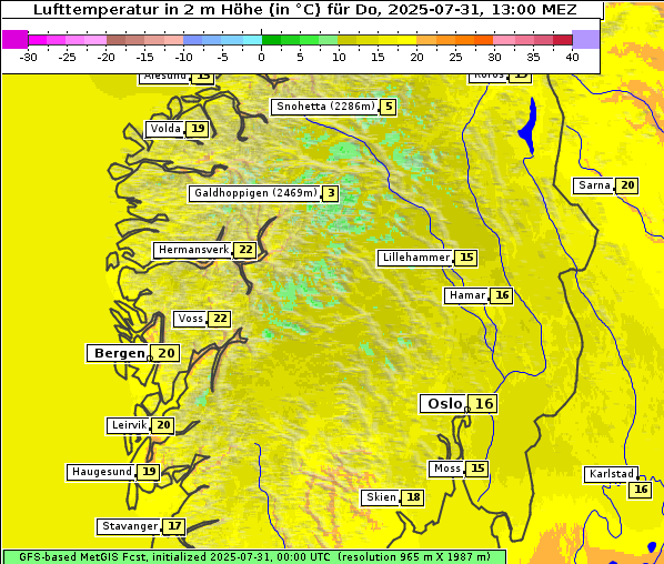 Temperatur, 31. 7. 2025