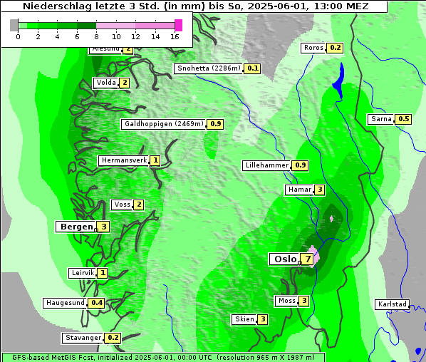 Niederschlag, 1. 6. 2025