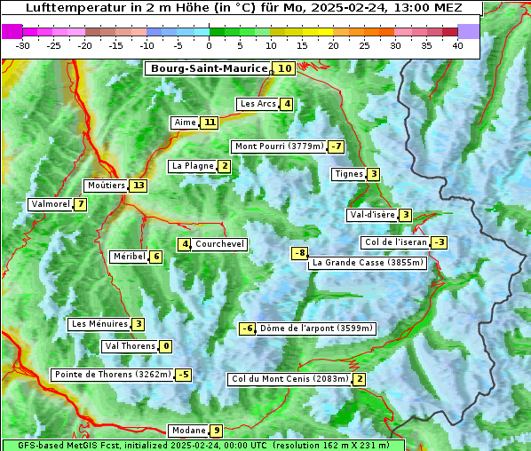 Temperatur, 24. 2. 2025