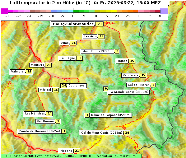 Temperatur, 22. 8. 2025