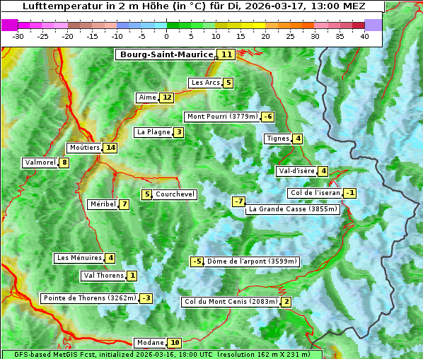 Temperatur, 17. 3. 2026