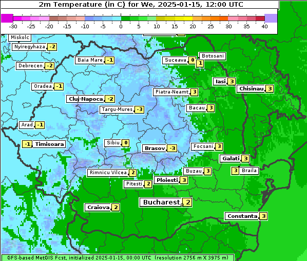 Temperatur, 15. 1. 2025