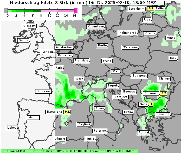 Niederschlag, 19. 8. 2025