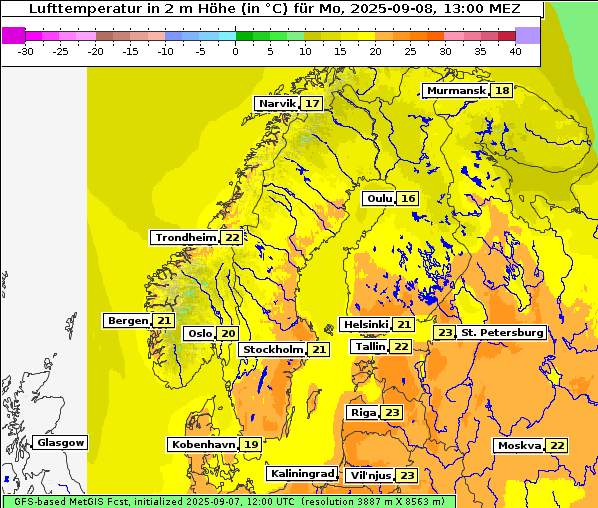 Temperatur, 8. 9. 2025