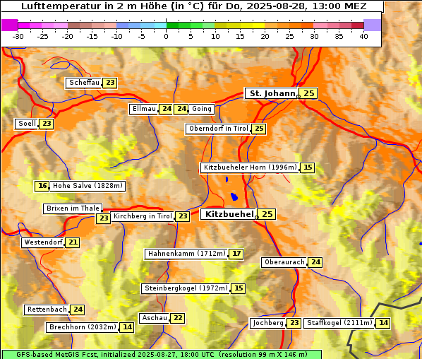 Temperatur, 28. 8. 2025