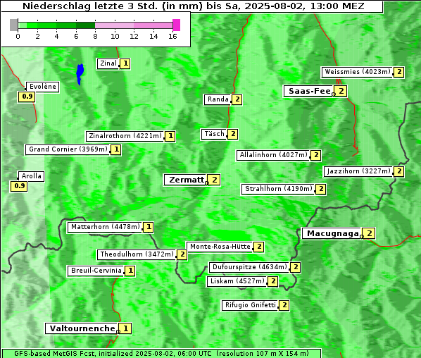 Niederschlag, 2. 8. 2025