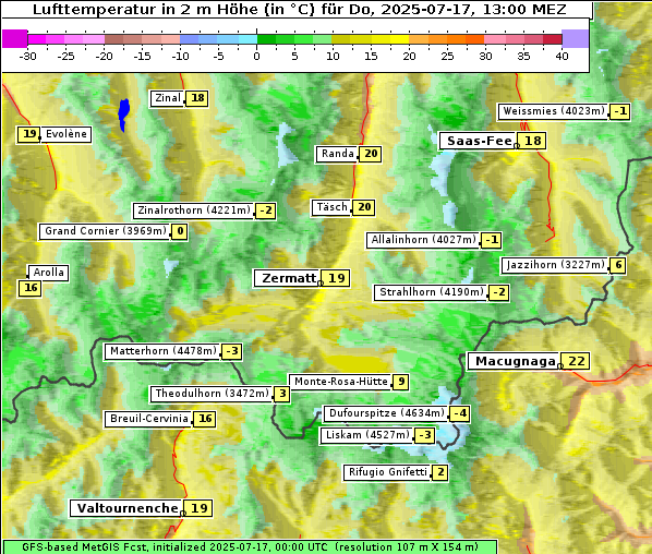 Temperatur, 17. 7. 2025